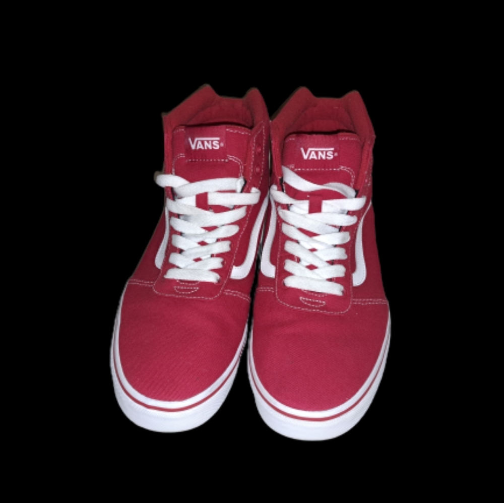 VANS Men's Red and White Filmore High Top Canvas Tennis Shoe